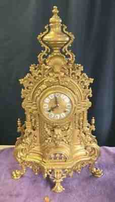 Vintage Imperial Franz Hermle FHS Brevettato Brass Marble Clock 24 inches tall