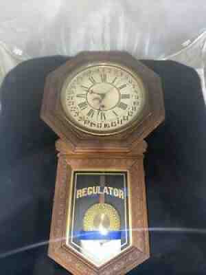 E.N. Welch Star Pointer Calendar School House Clock 1890â??s Serviced & Working