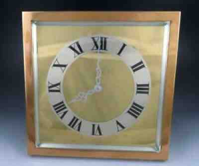 Rare Antique c1927 Chelsea 8" Square Brass Desk or Mantel Clock