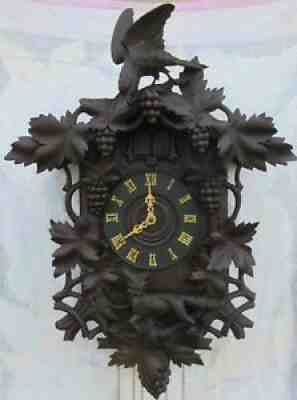 Antique Black Forest Cuckoo Quail Clock, Fox N Grapes, Nds TLC, NR, LOOK!!