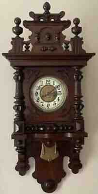 Antique Gustav Becker Silesia German Freeswinger Wall Gong Chime Clock Vienna