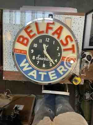 Vintage 50's Original Neon Glo-Dial Belfast Sparkling Water Clock Chrome Bezel
