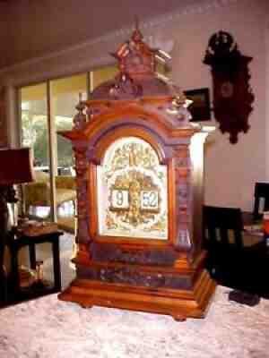 VERY RARE HUGE LENZKIRCH DIGITAL BRACKET CLOCK CARVED WALNUT RUNS EXCELLENT.