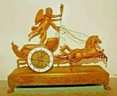 ANTIQUE Empire clock "Char de l'Amour" in bronze - Jean Simon Deverberie c.1810
