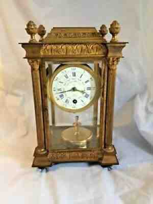 GRIVOLAS BRASS CASE DISC PENDULUM 400 DAY ANNIVERSARY UHR DOME CLOCK