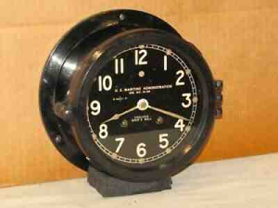 CHELSEA U.S.NAVY SHIPS BELL CLOCK 6 DIAL 1951 KOREAN WAR~HINGED BEZEL~RESTORED