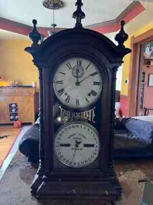 VERY RARE Antique Seth Thomas Parlor No. 4 Double Dial Calendar Clock 1880â??s.