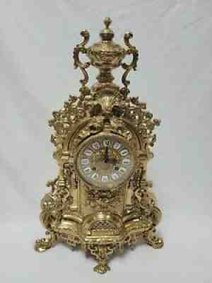 Solid Brass Mantel Clock Germany FHS 130-07 Baroque Vintage Antique Cogsworth