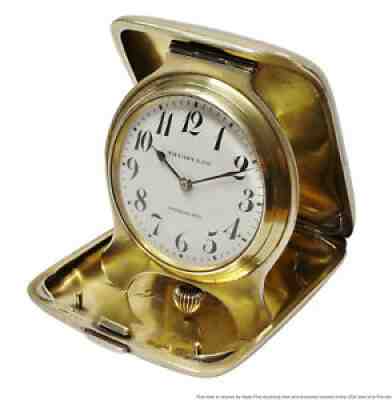 Antique 1914 Tiffany & Co Sterling Silver Enamel Travel Clock