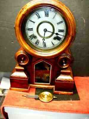 VINTAGE INGRAHAM "DAKOTA MODEL" MANTEL CLOCK, ROSEWOOD A BEAUTY