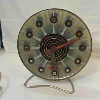 General Electric GE Shelf Clock 5H70 Mid Century Modern Higgins Art Deco Glass