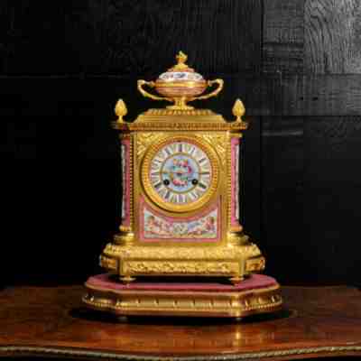 Fine Ormolu and Sevres Porcelain Antique French Clock by Jean-Baptiste Delettrez