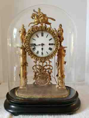 1850's Austrian Viennese 3 Train 2 Gong Grand Sonnerie Brass Figural Dome Clock