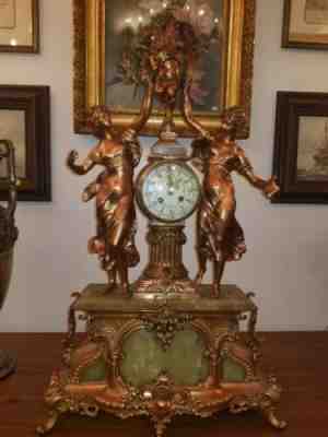 ANTIQUE FRENCH GILDED BRONZE OVER SPELTER "TRIOMPHE DE L'AMOUR" MOREAU