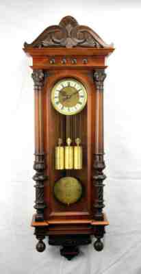 Highly Carved German 3 Weight Grand Sonnerie Strike Vienna Regulator Wall Clock