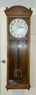 Extremely Large Oak Seth Thomas Regulator/Wall Clock, Model No. 20, 61-62' tall