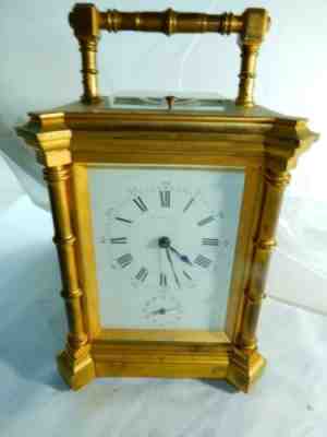 Antique RARE Henry Captain Bamboo Style Carriage Clock by Drocourt 8 day
