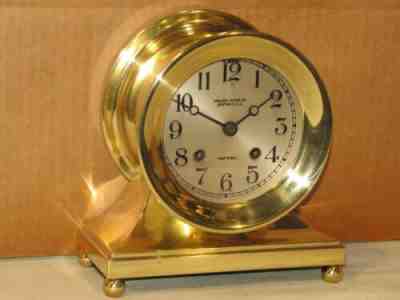 CHELSEA ANTIQUE SHIPS BELL CLOCK~COMMODORE MODEL~ 4 1/2 INCH ~1918~RESTORED