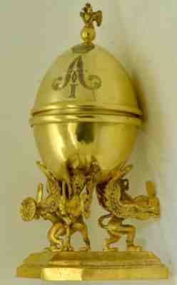 Imperial Russian gild silver Easter egg Verge Fusee clock for Tsar Alexander I