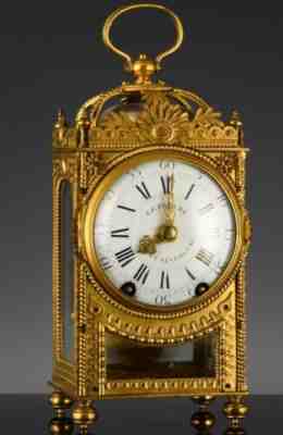 IMPORTANT c1760 ROYAL FRENCH LEFEBVRE PENDULE Dâ??OFFICIER GILT BRONZE CLOCK