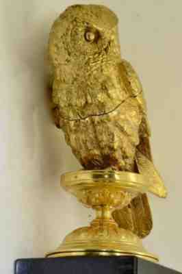 Antique French LeRoy Gilt Bronze Owl Figure Verge Fusee Clock-Skeleton Movement