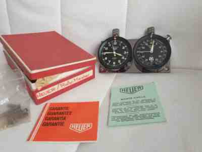 Heuer Monte Carlo & Heuer Master Time Vintage 8 days dashboard clock set N.O.S.