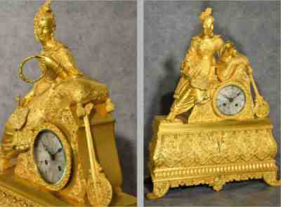 FIGURATIVE CHINOISERIE PENDULE WITH GRACEFUL DEPICTION OF A SEATED CHINESE WOMAN
