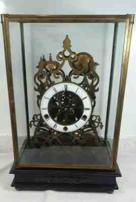 Reproduction Triple Fusee 5 bells musical Skeleton under dome clock