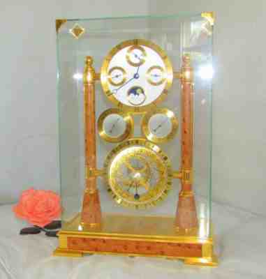 HOUR LAVIGNE ASTROLABE CALANDER GOLD GILT CLOCK OSTRICH LEATHER GLASS CAGE AC3G