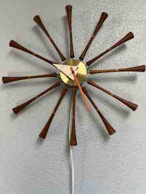 Vintage Original Howard Miller Wood Spool Wall Clock #2239 George Nelson