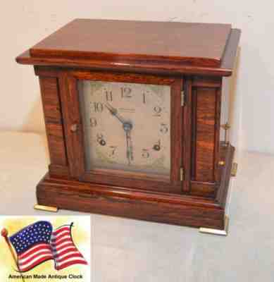 RESTORED SETH THOMAS ANTIQUE SONORA 00 - 1911 CHIME CLOCK IN WOOD-ROSE