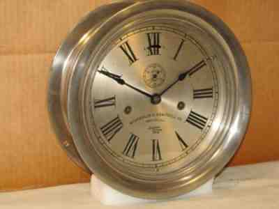 ANTIQUE SHIPS BOILER RM CLOCK~8 1/2 IN~1902~NICKEL PLATED~CHELSEA KEY