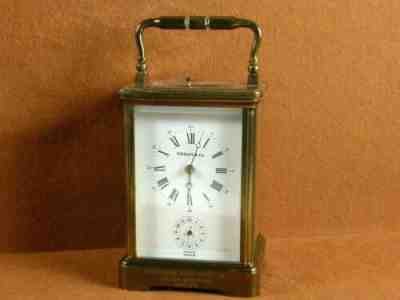 L'EPEE for TIFFANY & Co. PORCELAIN ALARM STRIKING REPEATER CARRIAGE CLOCK RUNS