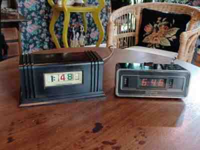 Vintage roll panel clocks clock General Electric and Pennwood Numechron Tymeter