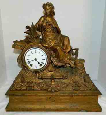 Antique Rare 1872 Seth Thomas And Sons Mantel Clock Titled Harvest Goddess Works