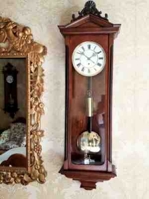 Antique single weight Vienna regulator wall Clock by Lenzkirch