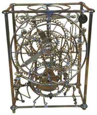 Vintage Kinetico Studios Gordon Bradt 6 Man Articulating Brass Clock Sculpture 9