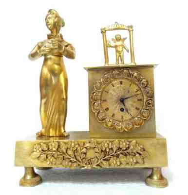ANTIQUE 1690 MINIATURE VERGE FUSEE MANTEL CLOCK PARIS FRENCH ORMOLU FIGURAL SEE