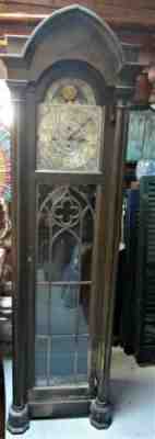 COLONIAL MFG. CO. 5 TUBE GOTHIC GRANDFATHER CLOCK - 1920's - AS FOUND