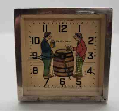 LUX ANIMATED BEER DRINKERS CLOCK HAPPY DAYS VINTAGE 1930'S WORKING