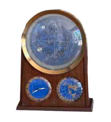 Edmund Scientific Spilhaus Vtg Brass Celestial Astrology Space Desk Clock RARE