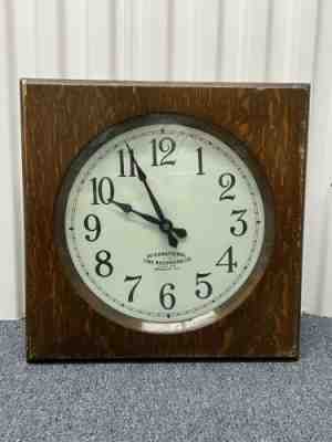 VTG IBM International Time Recording Co Wall Clock  Endicott NY 11-51 Oak 1923!