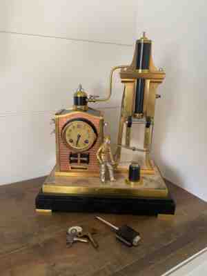 Antique French Industrial Foundryman Mantel Clock by André' Romain Guilmet