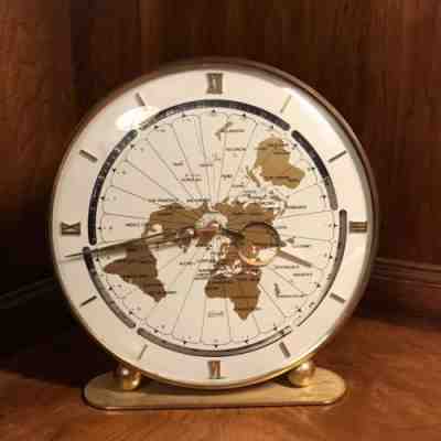 Kundo World Time 8-Day Large Bauhaus Desk Mantle German Clock Working -RARE