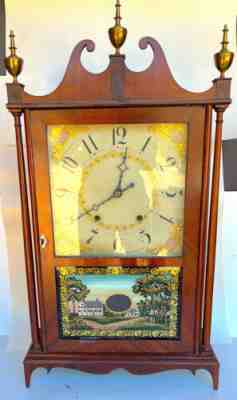 Antique Eli Terry / Seth Thomas Wooden Works Pillar & Scroll Clock