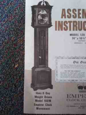 Vintage EMPEROR Grandfather Clock Case KIT 120K with Moon Dial Movement 100M NOS