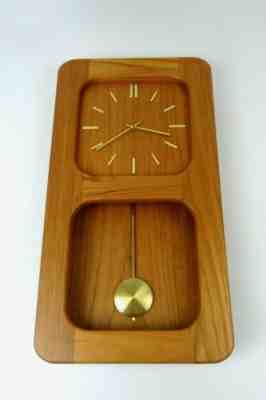 DANISH MODERN MID CENTURY 60S TEAK VINTAGE PENDULUM WALL CLOCK BY DANCLOCK