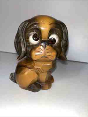 OSUHR Oswald Wood Rolling Moving Eye Dog Clock Germany