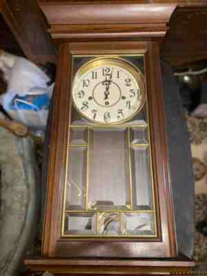 Ansonia Gold Medallion Beveled Glass Mechanical Triple Chime Clock