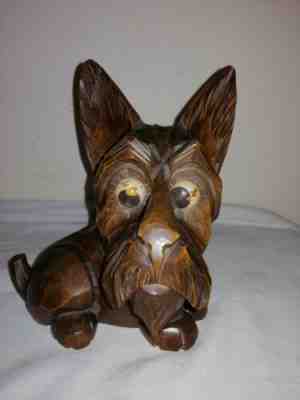 Oswald, Carved Wood, Rotating Eyes Dog Clock, Circa 1930s. Superb Condition.